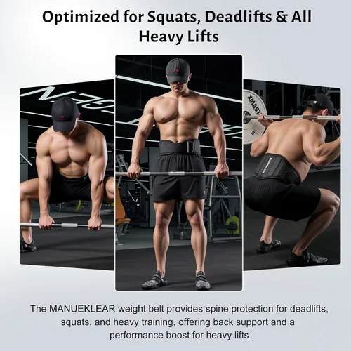 Vista 6 de MANUEKLEAR Cinturón de Levantamiento de Pesas para Gimnasio, Cinturón de Entrenamiento de Levantamiento de Pesas y Powerlifting para Hombres