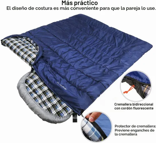 Vista 5 de REDCAMP Saco de dormir de franela para adultos, cómodos sacos de dormir de algodón para campamento, mochileros, senderismo, con capucha desmontable