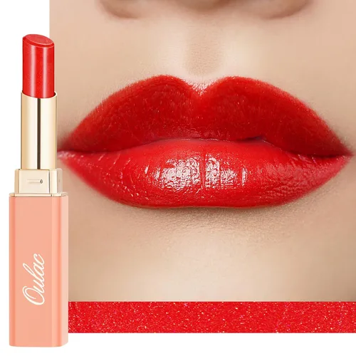 Vista 20 de Oulac Lápiz Labial Rosa Hidratante con Brillo - Lápiz Labial Hidratante Bálsamo Labial Tintado Brillante, Acabado Brillante Transparente Jugoso