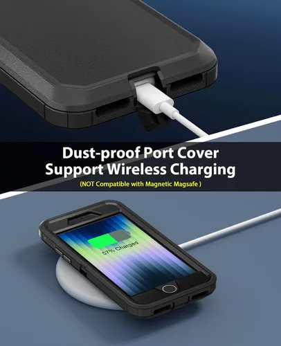Vista 5 de Jelanry Funda para iPhone SE 2022/2020, para iPhone 8/7, Resistente de Servicio Pesado Rugosa a Prueba de Golpes de Doble Capa Carcasa Protectora