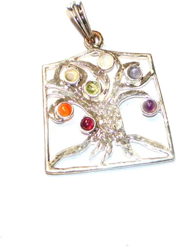 Vista 3 de Hijet Joyería de piedra de equilibrio de chakras con colgante de siete chakras de metal, unisex, hombres o mujeres (ANGEL)