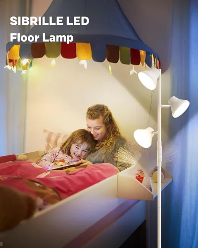 Vista 8 de SIBRILLE - Lámpara de pie LED, lámpara de pie moderna de 36W con control remoto y táctil, 4 temperaturas de color, lámpara de pie con 3 luces