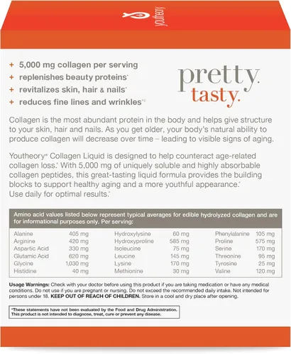 Vista 8 de Youtheory Colágeno Líquido para Cabello, Piel y Uñas con Péptidos de Colágeno y Aminoácidos, Suplemento Bebible Libre de Gluten, Sabor a Bayas, 12