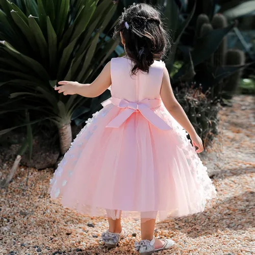 Vista 4 de Vestido de tutú de mariposa con pétalos de flores para niños, para boda, concurso de baile, primera comunión, cumpleaños, tul