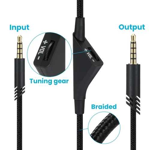 Vista 2 de Cypher.V Cable de repuesto para auriculares Astro A40 A40TR A10, cable trenzado auxiliar compatible con Xbox-One PC Ps4, etc. con control de volumen