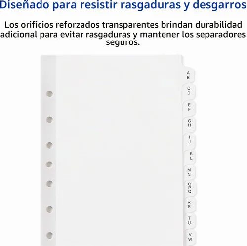 Vista 4 de Avery Mini Preprinted separadores con pestañas, 5,5 x 8.5-pulgadas, 12-tab A-Z Set (11313), Blanco