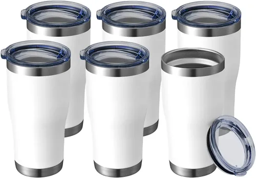 Vista 26 de HASLE OUTFITTERS Vaso de 20 onzas a granel, vasos de acero inoxidable con tapa, vaso aislado al vacío, taza de doble pared con recubrimiento