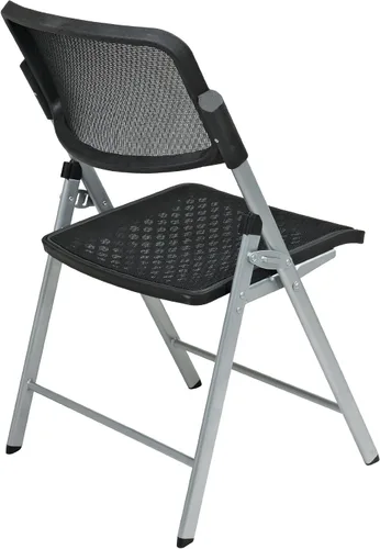 Vista 5 de Office Star ProGrid - Silla plegable de lujo transpirable para asiento y respaldo, paquete de 2, marco con acabado plateado