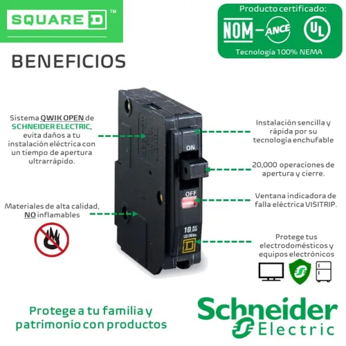 Vista 2 de Square D SQD QO330; CB 3P 240V 30A, negro
