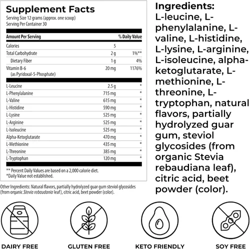Vista 2 de Reignite Wellness by JJ Virgin Amino Power Powder Aminoácidos esenciales de fácil absorción con alfa-cetoglutarato Entrenamiento, músculos