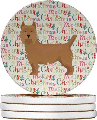 Vista 113 de Abyssinian Sand Terrier Merry Christmas - Posavasos grandes de piedra arenisca (4 unidades)