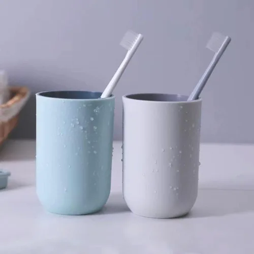 Vista 4 de Juego de 2 vasos irrompibles reutilizables para cepillos de dientes, vasos de plástico para cepillos de dientes, 10.1 fl oz/10.5 onzas, aptos