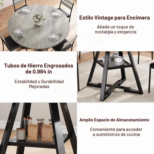 Vista 5 de Jocoevol Mesa de comedor redonda para 4 personas, mesa de pedestal circular para cocina, comedor, mesa de pedestal, muebles de cocina y comedor