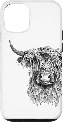 Vista 26 de iPhone 16 Highland Cow - Hand Drawn Illustration Case