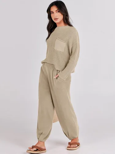 Vista 4 de Prinbara - Conjunto de dos piezas de 2 piezas para mujer, ropa de otoño a juego, trajes de descanso, ropa de suéter de punto acogedor