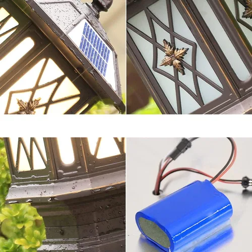 Vista 6 de Luces de poste para exteriores, estilo chino, poste de valla solar, para exteriores, hogar, puerta, poste de luz IP55, impermeable, para jardín