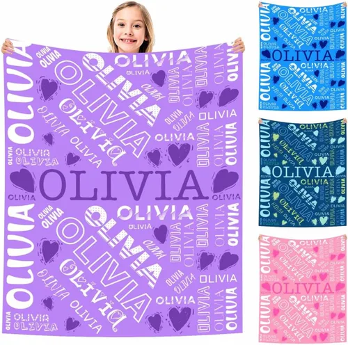 Vista 17 de MyPupSocks Manta Decorativa Personalizada con Nombre Personalizado Mantas para Niña Hija Nieta Manta Bonita (7 Tamaños)