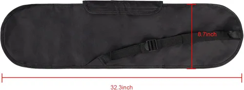Vista 4 de PURFUN Bolsa negra para monopatín de doble patada, 32.3 x 8.7 pulgadas, bolsa de transporte de nailon para monopatín, mochila con correa ajustable