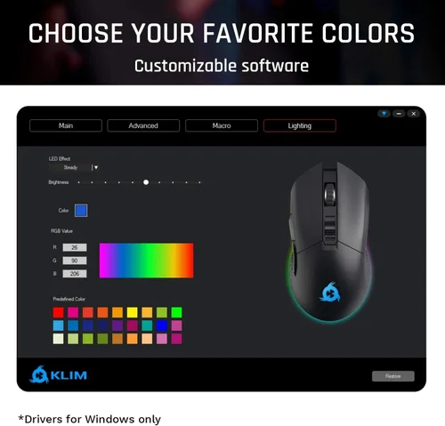 Vista 6 de KLIM Blaze - Mouse inalámbrico recargable para juegos RGB nuevo 2022 sensor de alta precisión y batería de larga duración 7 botones