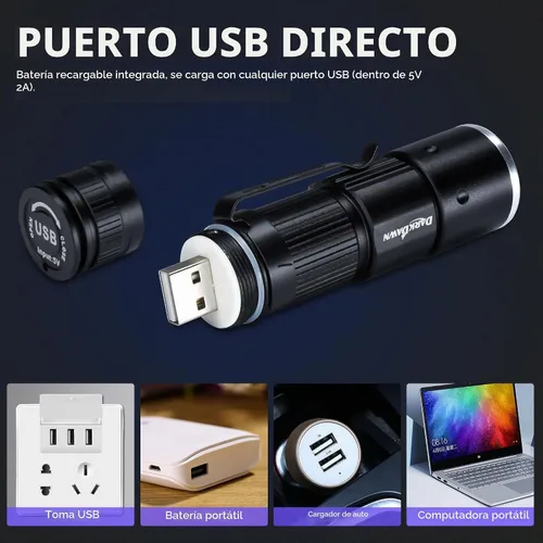 Vista 4 de DARKDAWN Linterna de Luz Roja Recargable USB, Mini Linternas LED de Luz Roja Enfoque Ajustable, Linterna Portátil con Clip de Bolsillo para Pesca