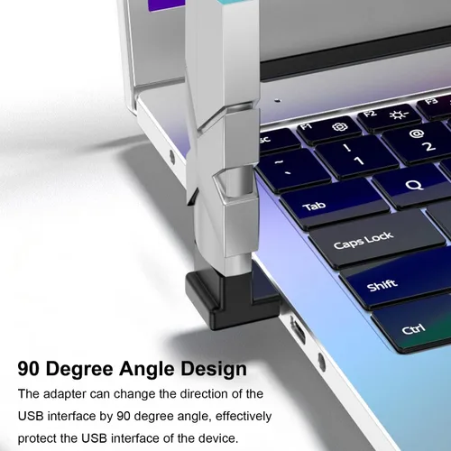 Vista 4 de Jadebones Adaptador USB 3.0 de 90 grados (paquete de 4), ángulo vertical hacia arriba y hacia abajo, conector extensor USB macho a hembra de ángulo