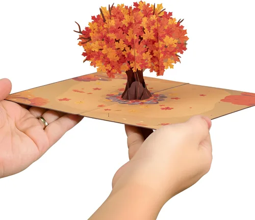 Vista 2 de Paper Love Tarjeta de Árbol de Otoño Tarjeta de Felicitación Desplegable 3D de Arce de Otoño para Acción de Gracias, Regalo de Anfitriona o Amigo