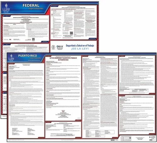 Vista 7 de Juego de carteles de la ley laboral federal y de Puerto Rico 2026 (inglés, estado de relaciones públicas) - Pósteres laminados que cumplen