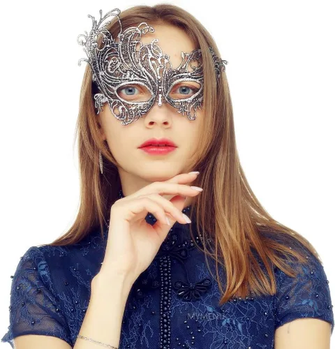 Vista 9 de MYMENU Máscara de mascarada para mujeres, máscara de encaje veneciano para ojos para fiesta, baile de graduación, baile, disfraz, Mardi Gras