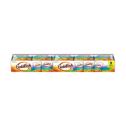 Vista 6 de Goldfish Colors Cheddar Crackers, paquete de aperitivos, 0.9 onzas, bandeja de paquete múltiple de 9 CT