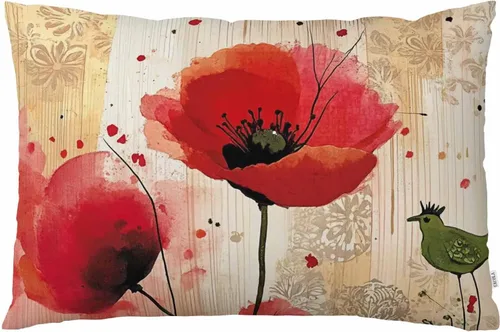 Vista 10 de EKOBLA Funda de almohada de arte abstracto, acuarela, lienzo de color azul, amarillo, rojo, vívido salpicaduras, decoración lumbar, funda