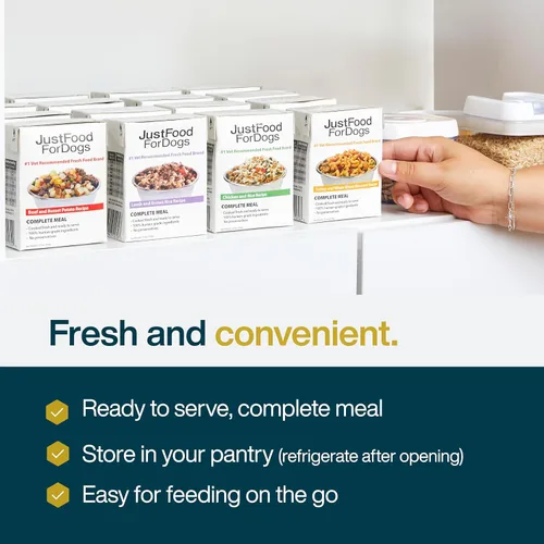 Vista 5 de JustFoodForDogs Pantry Fresh - Alimento húmedo para perros, comida completa o alimento para perros, para estómagos sensibles, remedio equilibrado