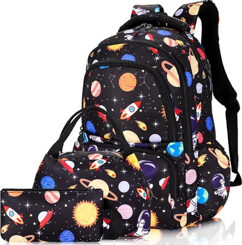 Vista 10 de Mochila para niños y niñas, juego de mochila para niños, bolsa ligera con lonchera y bolsa para lápices para primaria primaria Relámpagos.