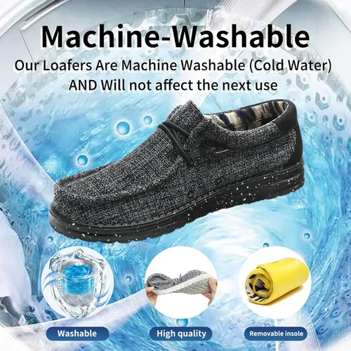 Vista 2 de Mocasines lavables a máquina para hombre, con cordones, informales, cómodos y transpirables, zapatos náuticos para el trabajo, suela suave, zapatos