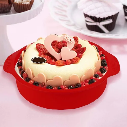 Vista 2 de Omabeta CakeNon Stick Forma Redonda 11inch Cake Baking Pan Silicona Calor para Pastel de Capa (rojo)