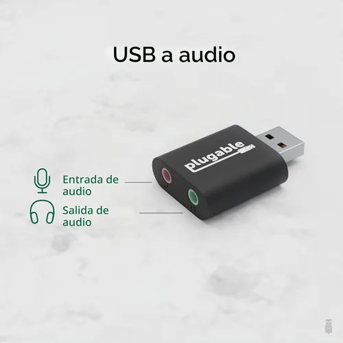 Vista 2 de Enchufable USB adaptador de audio con 3.5 mm Altavoz/Clavijas para audífonos y micrófono