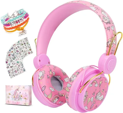 Vista 8 de SVYHUOK Auriculares inalámbricos de oreja de gato para niños con micrófono, auriculares Bluetooth sobre la oreja para la escuela, teléfonos