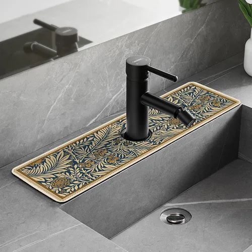 Vista 3 de Tapete de drenaje de grifo de estilo fantasía, tapete de drenaje de grifo para fregadero de cocina, tapete de drenaje autoabsorbente para encimera