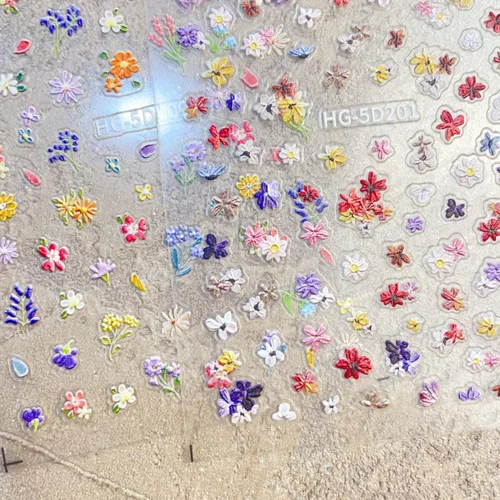 Vista 59 de 5 hojas de calcomanías de arte de uñas de mariposa, 3D coloridas mariposas, suministros de arte de uñas, mariposas, flores, calcomanías Con