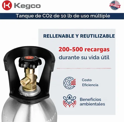 Vista 5 de Kegco Cilindro de Co2 Tanque de Aluminio de 10 lb