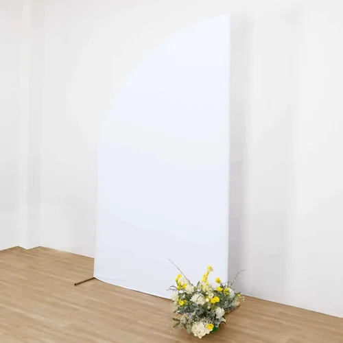 Vista 100 de Efavormart - Juego de 4 fundas de elastano beige para arco de media luna, fundas de telón de fondo Chiara de 2.5 pies a 7 pies para escenarios