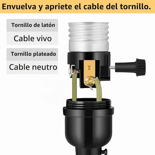 Vista 4 de Enchufe de luz E26 con certificación UL, reemplazo de enchufe de lámpara Baocuz con perilla de interruptor de encendido/apagado, piezas