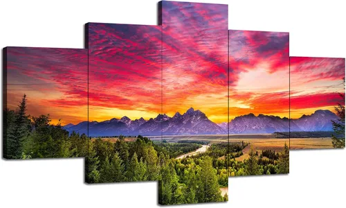 Vista 21 de Arte de Lienzo de Pared de Montana Decoración de Pared del Parque Nacional Glacier Lámina de Montana St. Mary Póster Pintura de Paisaje Wild Goose