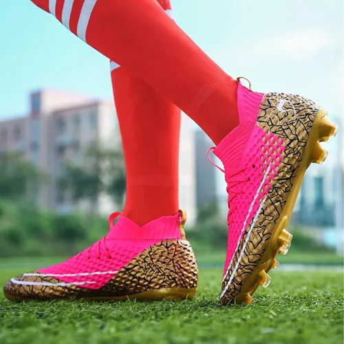 Vista 3 de BIAJIAZHUA Tacos de fútbol para hombre, cómodos tacos de fútbol de alto agarre para jóvenes, zapatos de fútbol de entrenamiento atlético de alta
