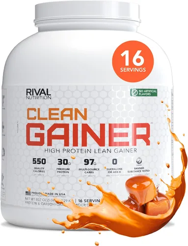 Vista 10 de Rival Nutrition Clean Gainer Proteína en Polvo – 5LB Chocolate Fudge – Alta Proteína para Masa Magra y Ganancia de Peso 580 Calorías, 30g