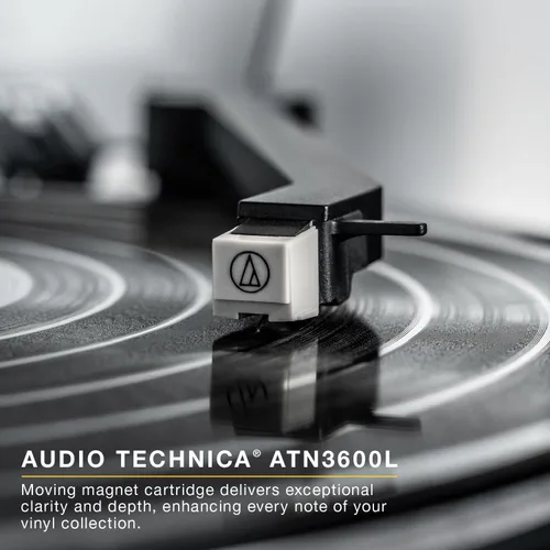 Vista 4 de Victrola - Tocadiscos Bluetooth completamente automático con cartucho Audio Technica ATN3600L y Victrola Tempo – Parlantes de estantería Bluetooth