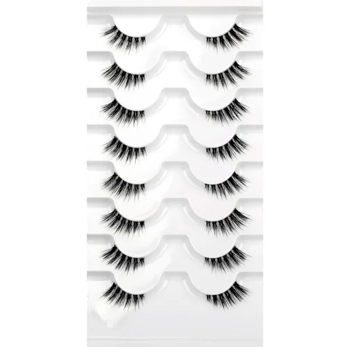 Vista 20 de Pooplunch - Pestañas postizas estilo ojo de gato, extensión de volumen 8D natural, finas, cortas, de visón sintético, tiras de pestañas postizas