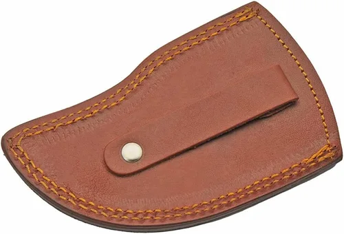 Vista 7 de SANZ - Cuchillo de caza de rinoceronte de Damasco de 8 pulgadas, cuchillo de campamento azul con mango de madera, hoja de espiga completa y funda