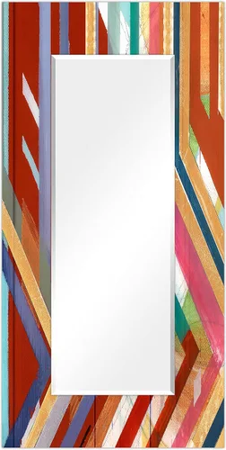 Vista 19 de Empire Art Direct Espejo de pared rectangular biselado en blanco y negro con vidrio templado impreso abstracto, tocador, espejo de baño, listo