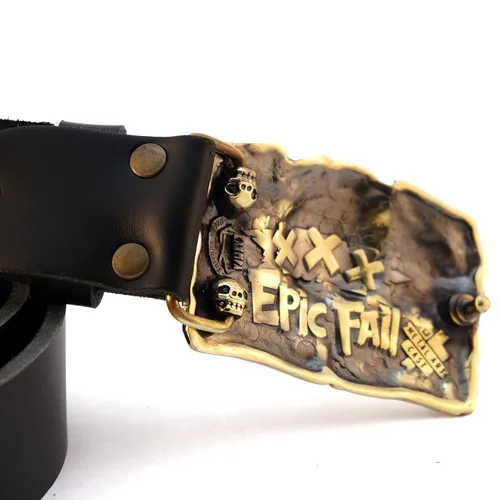 Vista 5 de Leather belt with brass buckle Angry Skulls Handmade Brass Belt Buckle with Fun buckle, Buckle with Cartoon heroes, Birds belt buckle, belt buckle