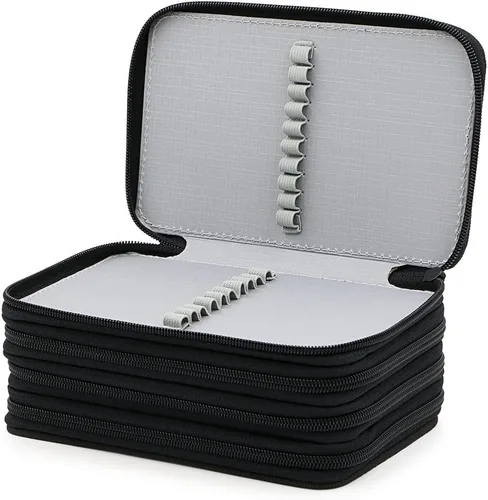 Vista 3 de Práctico estuche escolar de tela Oxford con 72 ranuras para lápices, de BTSKY®, Negro